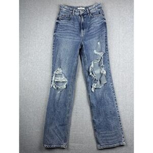 PacSun 90s Boyfriend Jeans Womens 27 Blue High Rise Distressed Relaxed Denim
